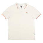 ELLESSE Mens White & Red Short Sleeve Logo Polo Shirt M Classic Cotton