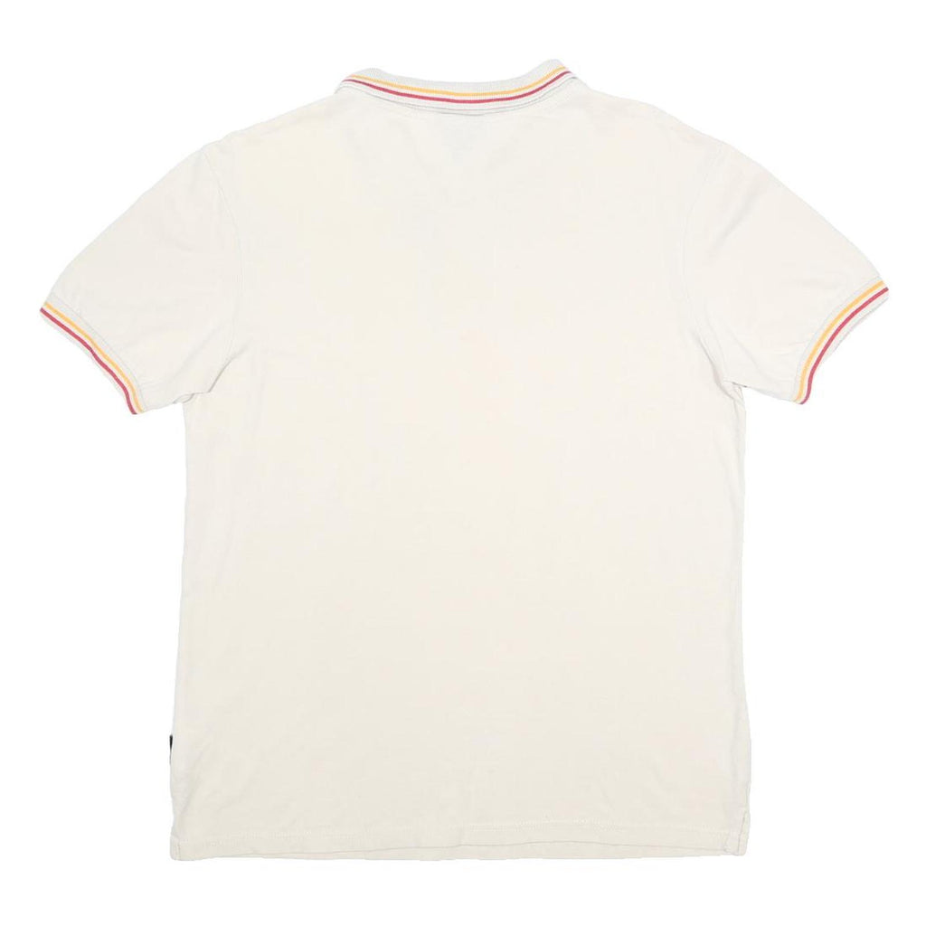 ELLESSE Mens White & Red Short Sleeve Logo Polo Shirt M Classic Cotton