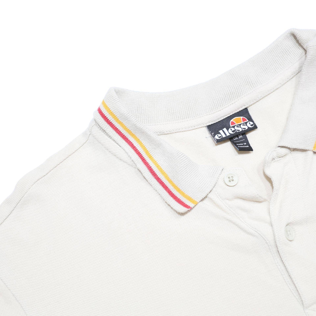 ELLESSE Mens White & Red Short Sleeve Logo Polo Shirt M Classic Cotton
