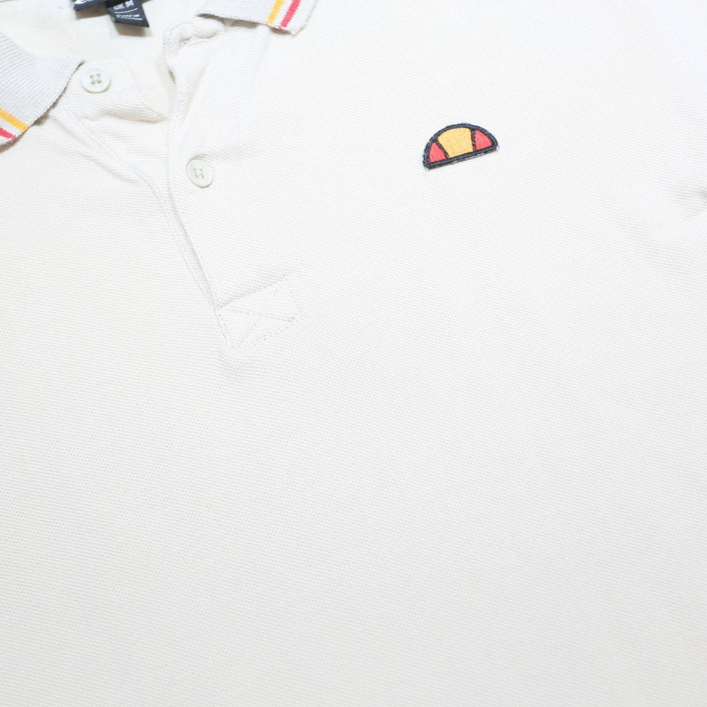ELLESSE Mens White & Red Short Sleeve Logo Polo Shirt M Classic Cotton