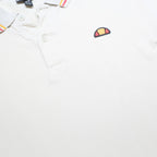 ELLESSE Mens White & Red Short Sleeve Logo Polo Shirt M Classic Cotton