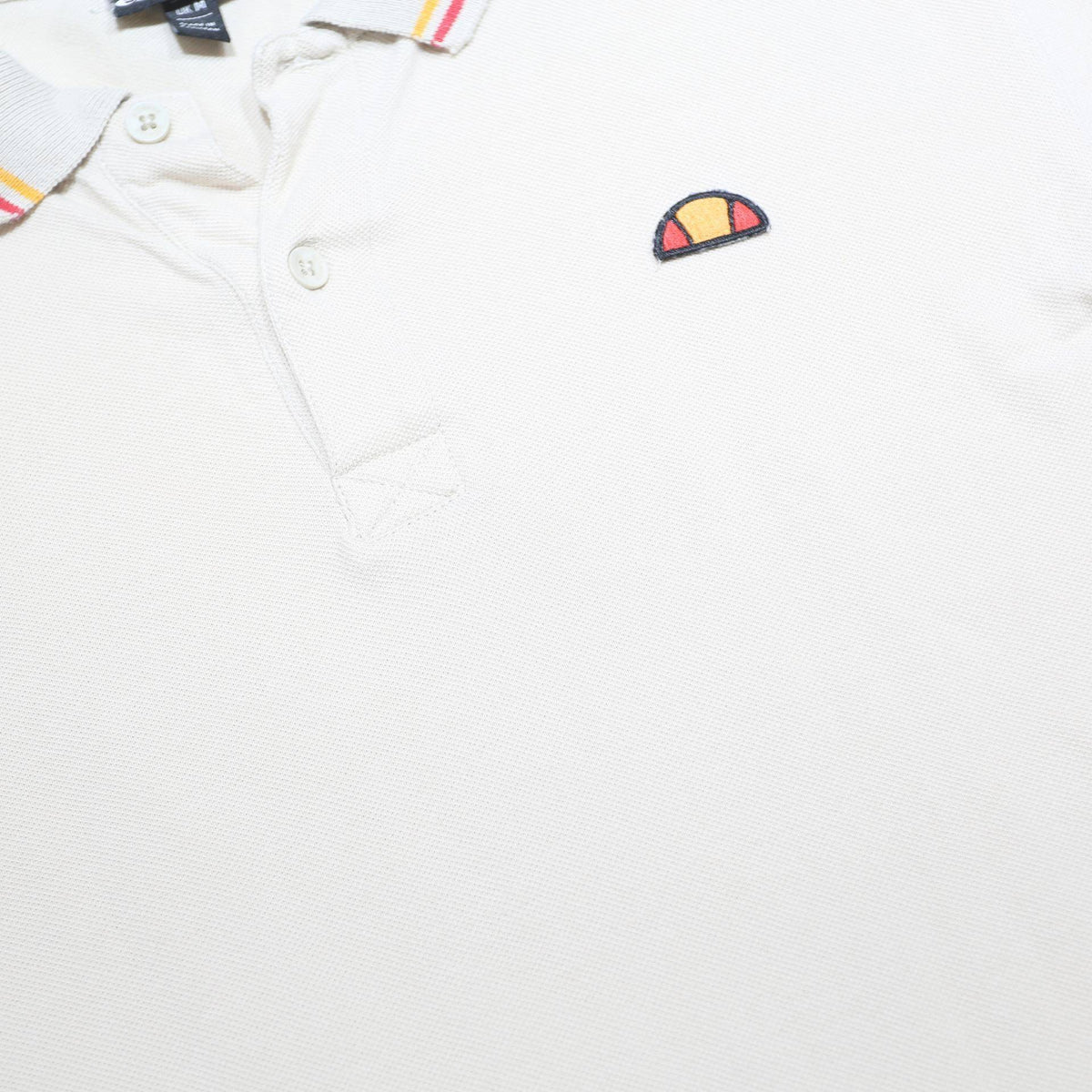 ELLESSE Mens White & Red Short Sleeve Logo Polo Shirt M Classic Cotton
