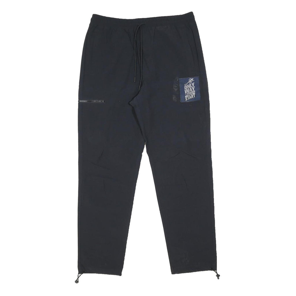 AIR JORDAN Mens Joggers Black Relaxed Tapered M W32 L29 Drawstring Zip Pockets