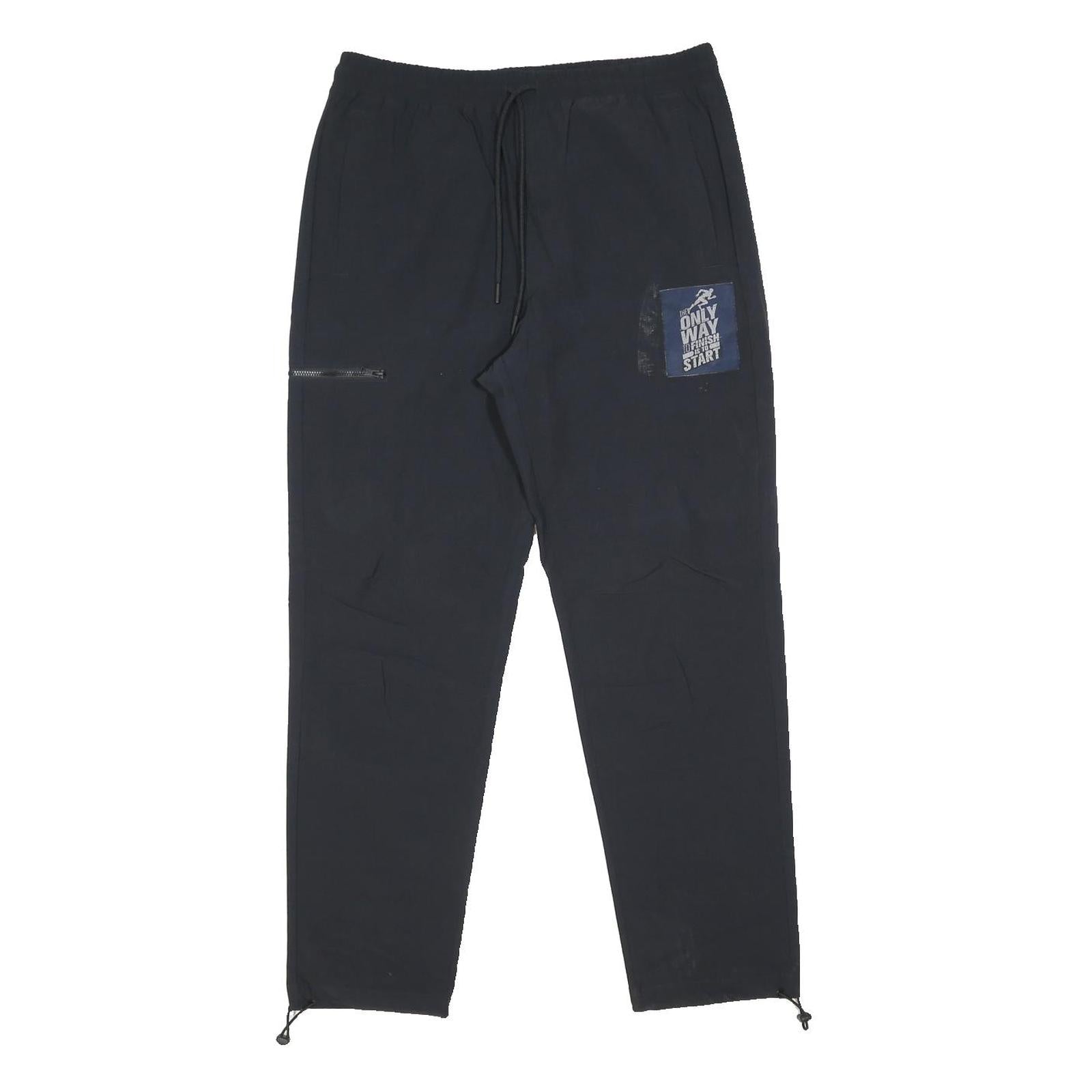 AIR JORDAN Mens Joggers Black Relaxed Tapered M W32 L29 Drawstring Zip Pockets