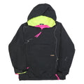 COLUMBIA Mens Black Neon Yellow Hooded Outdoor Jacket S Polyester Blend Zip