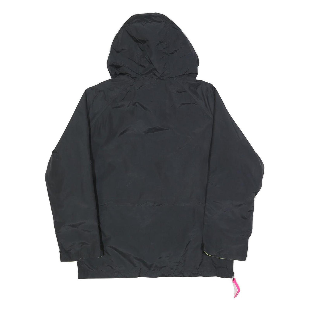 COLUMBIA Mens Black Neon Yellow Hooded Outdoor Jacket S Polyester Blend Zip