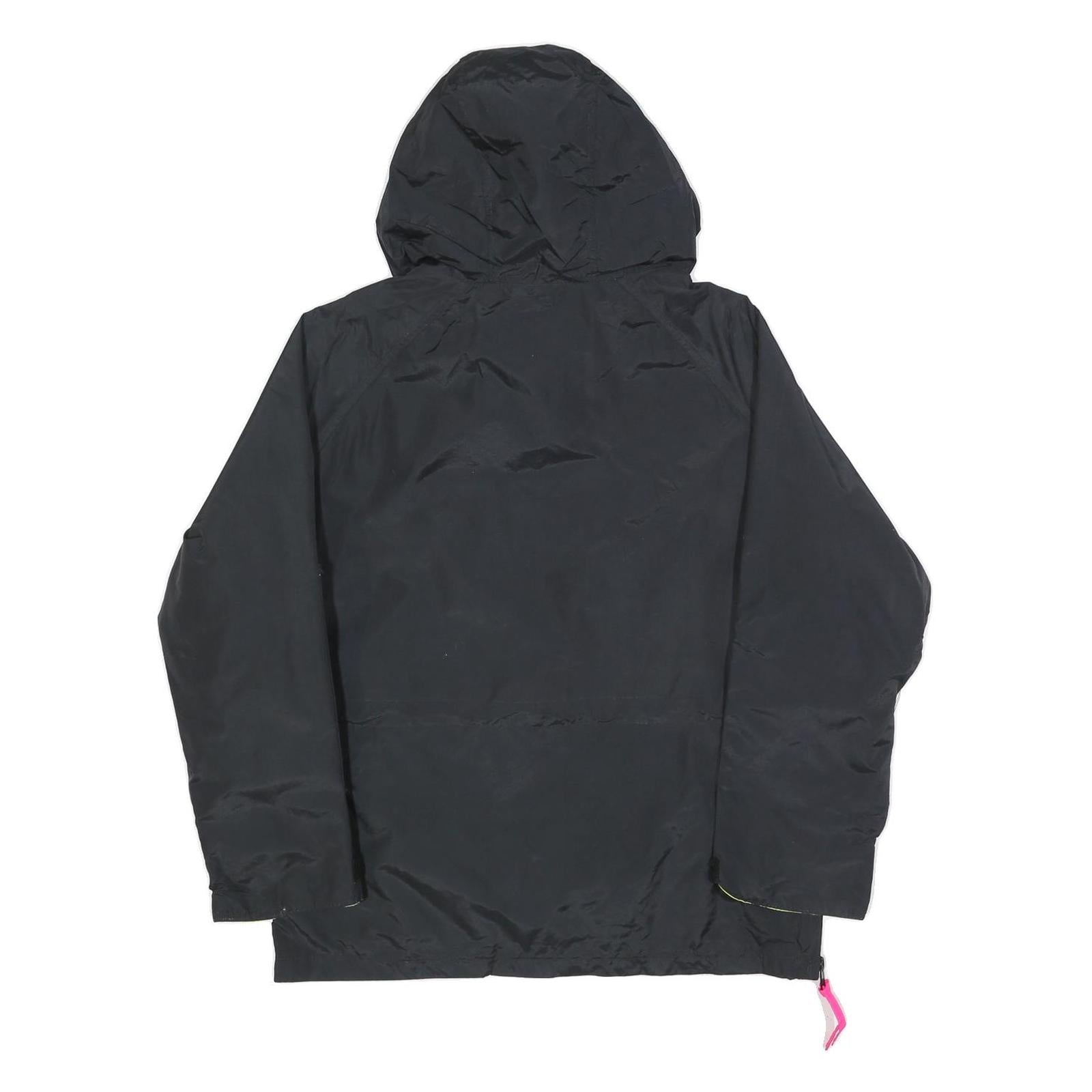 COLUMBIA Mens Black Neon Yellow Hooded Outdoor Jacket S Polyester Blend Zip