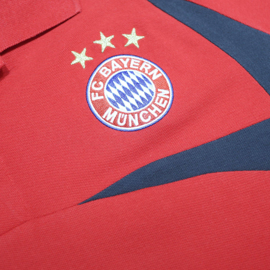 ADIDAS Mens Red & Black FC Bayern Munich Short Sleeve Cotton Polo Shirt L
