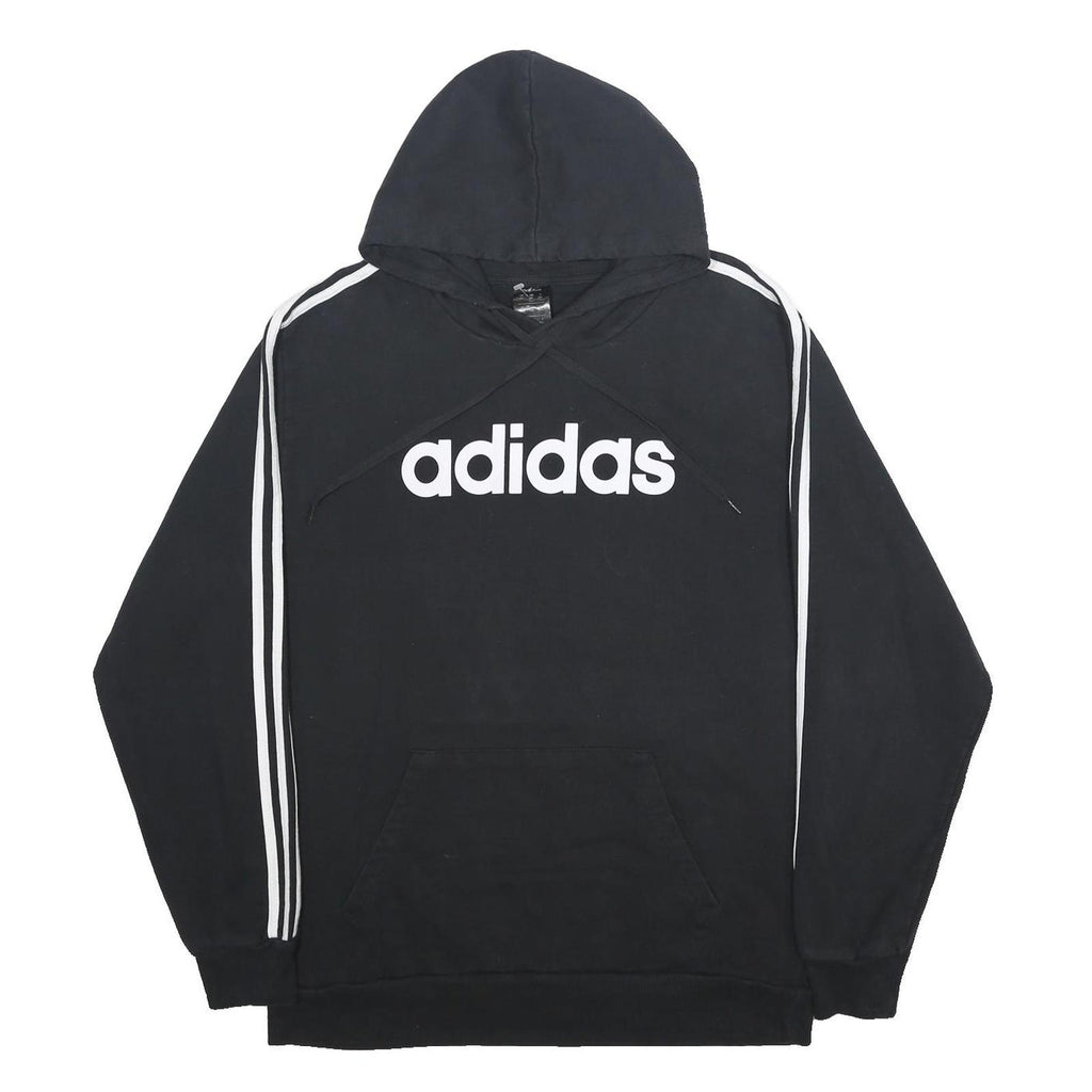 ADIDAS Mens Black Hoodie 2XL Cotton Blend Pullover Sportswear Sweatshirt