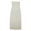 PRETTY LITTLE THING Womens Cream & Blue Striped Strapless Maxi Dress Cotton