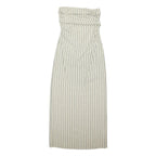 PRETTY LITTLE THING Womens Cream & Blue Striped Strapless Maxi Dress Cotton