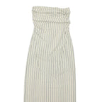 PRETTY LITTLE THING Womens Cream & Blue Striped Strapless Maxi Dress Cotton