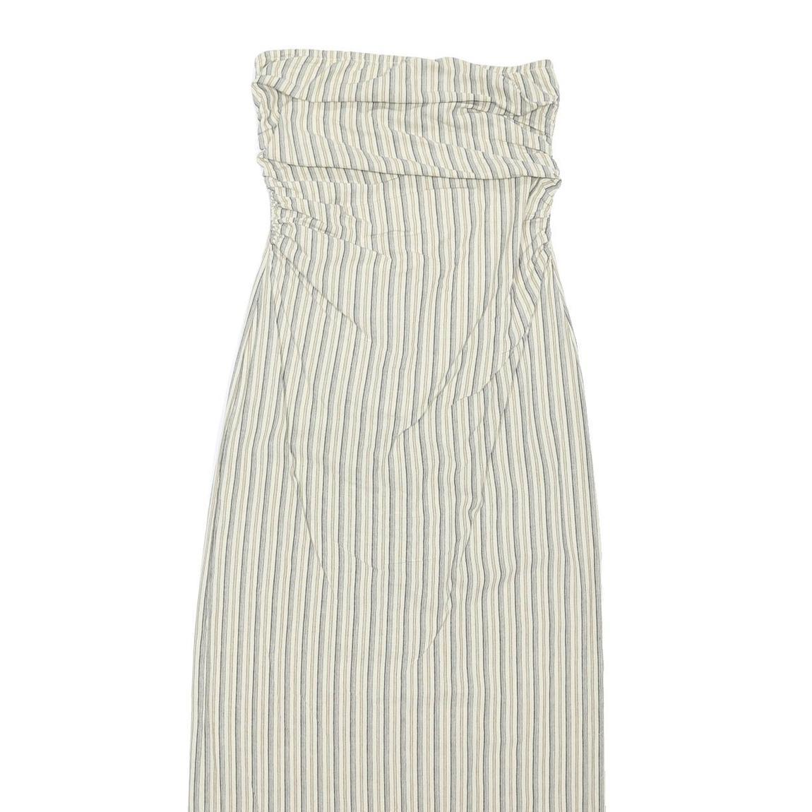 PRETTY LITTLE THING Womens Cream & Blue Striped Strapless Maxi Dress Cotton