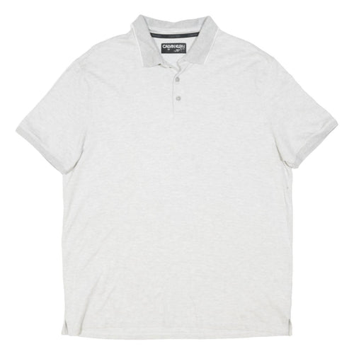 CALVIN KLEIN Mens White XL Short Sleeve Plain Polo Shirt Cotton Blend Classic