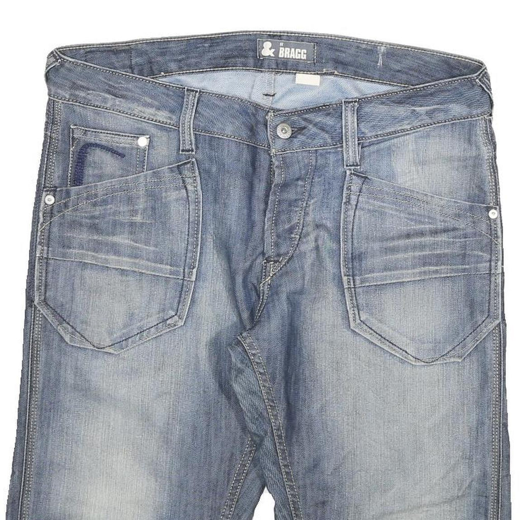 BRAGG Mens Shorts Blue Denim XL W34 Casual Cotton Blend Relaxed Fit