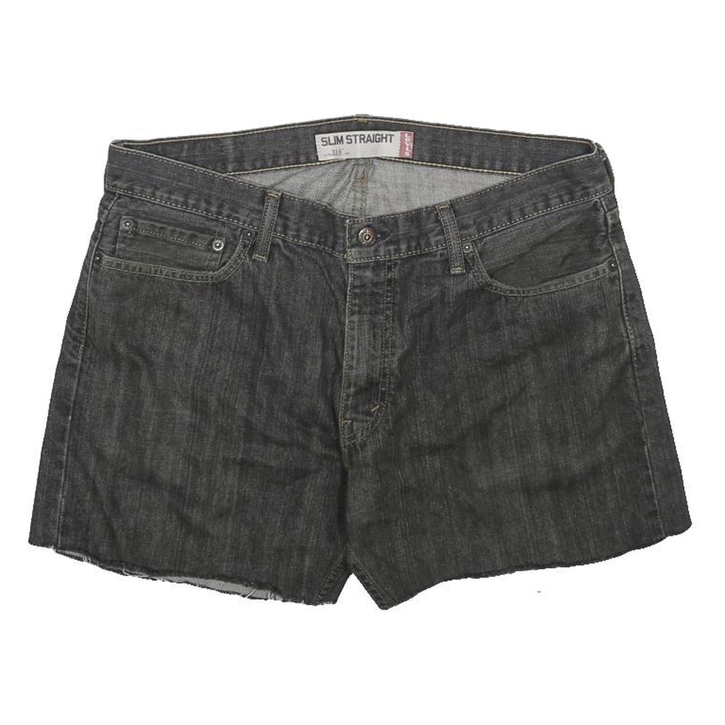 LEVI'S Womens Shorts Black Denim Slim Straight XL W36 Casual Cotton