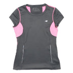 NEW BALANCE Womens Black & Pink Athletic T-Shirt S Short Sleeve Crew Neck