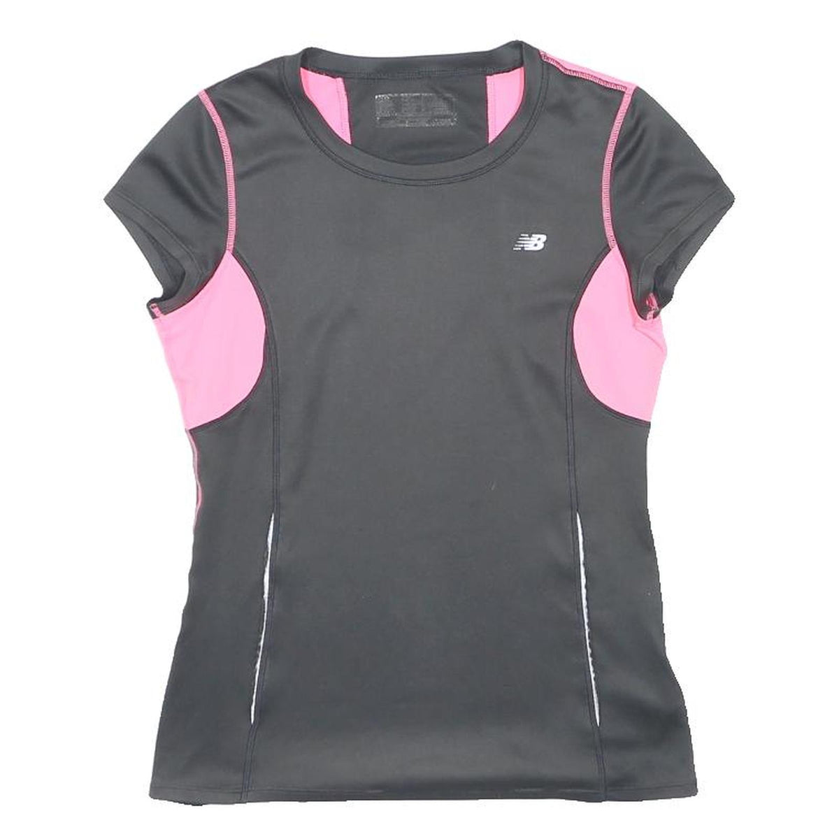 NEW BALANCE Womens Black & Pink Athletic T-Shirt S Short Sleeve Crew Neck