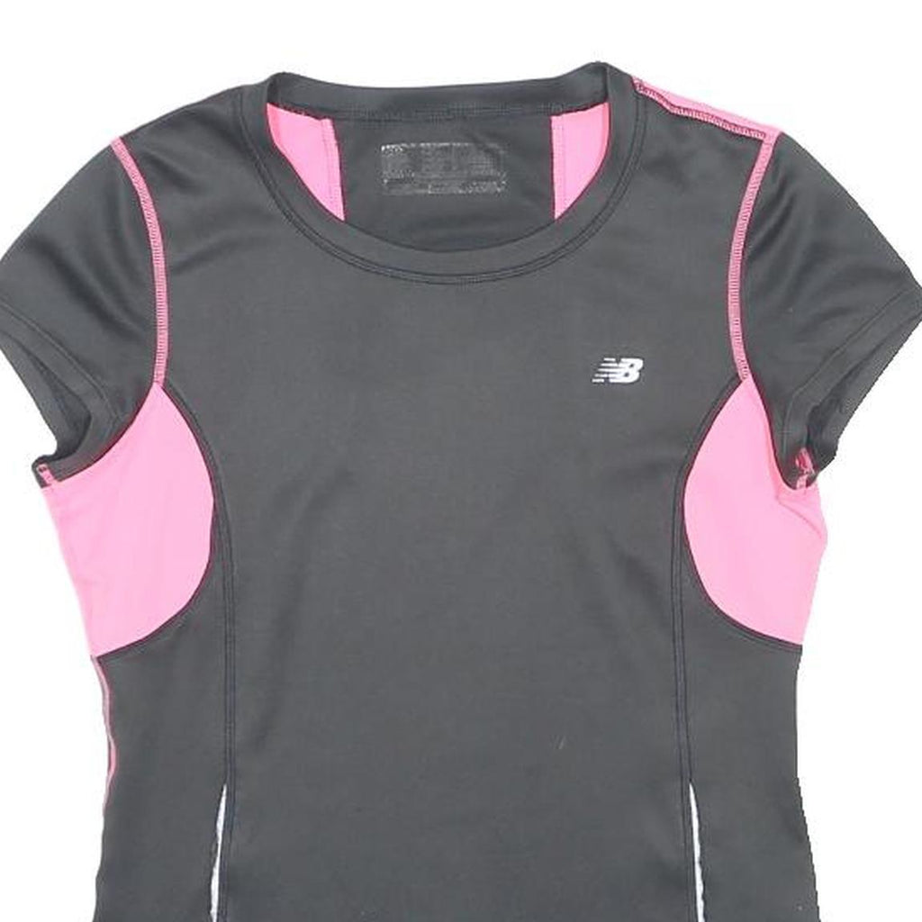 NEW BALANCE Womens Black & Pink Athletic T-Shirt S Short Sleeve Crew Neck