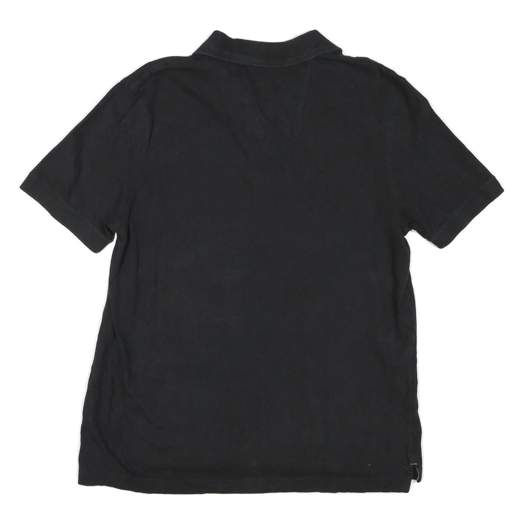 NAUTICA Mens Black Short Sleeve Plain Polo Shirt L Cotton Casual