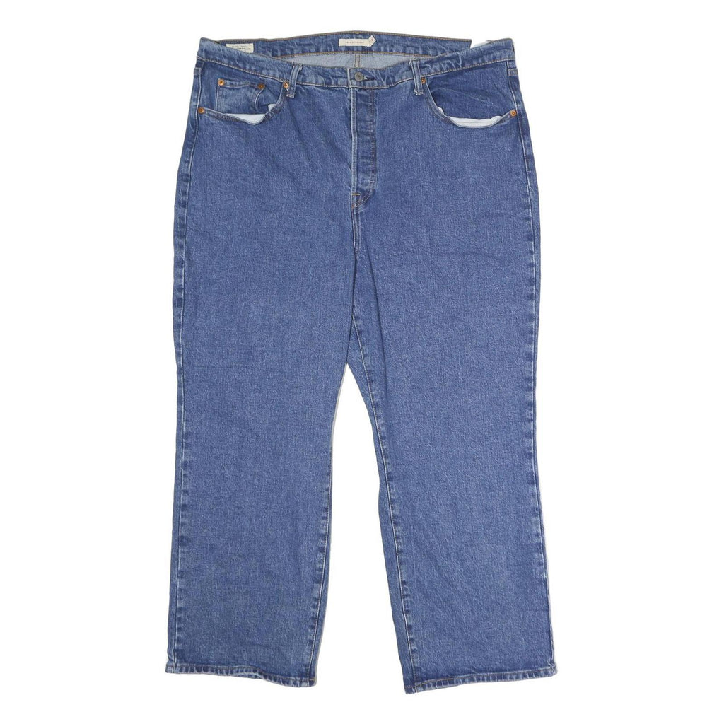 LEVI'S Ribcage Straight Big E Womens Jeans Blue Relaxed Straight Denim Raw W42