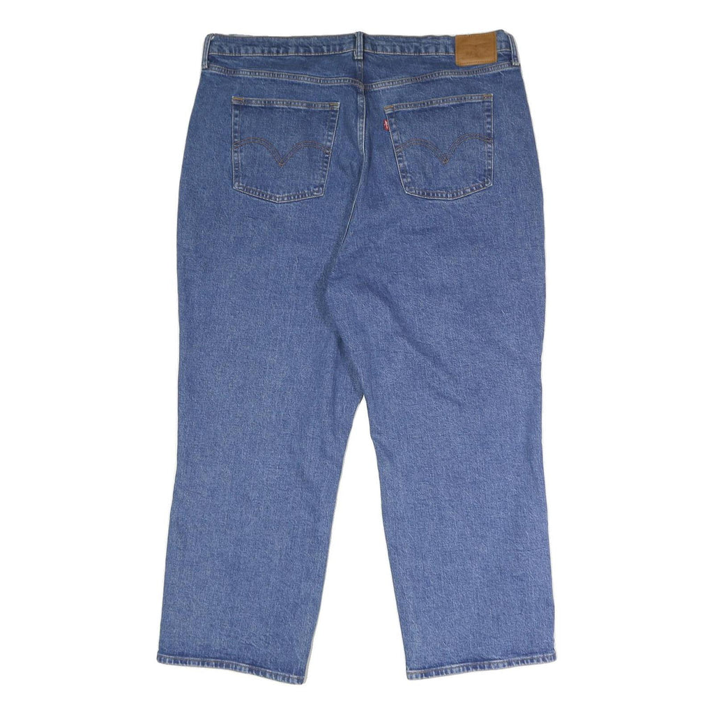 LEVI'S Ribcage Straight Big E Womens Jeans Blue Relaxed Straight Denim Raw W42