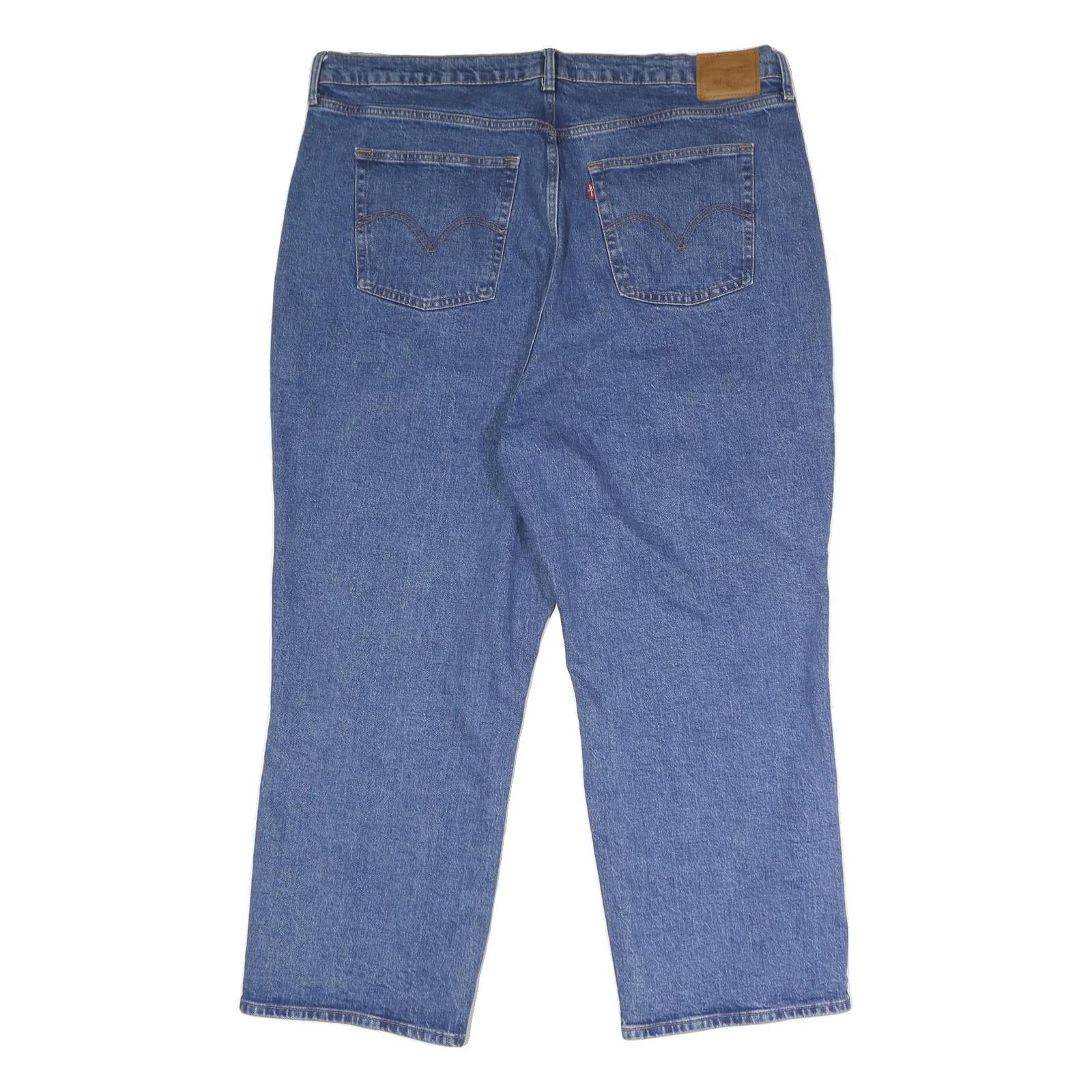 LEVI'S Ribcage Straight Big E Womens Jeans Blue Relaxed Straight Denim Raw W42