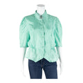 Womens Blouse Blue Collared 3/4 Sleeve L