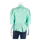 Womens Blouse Blue Collared 3/4 Sleeve L