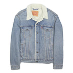 LEVI'S Mens Blue Denim Sherpa Collar Jacket M Cotton Blend Classic Button