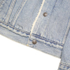LEVI'S Mens Blue Denim Sherpa Collar Jacket M Cotton Blend Classic Button