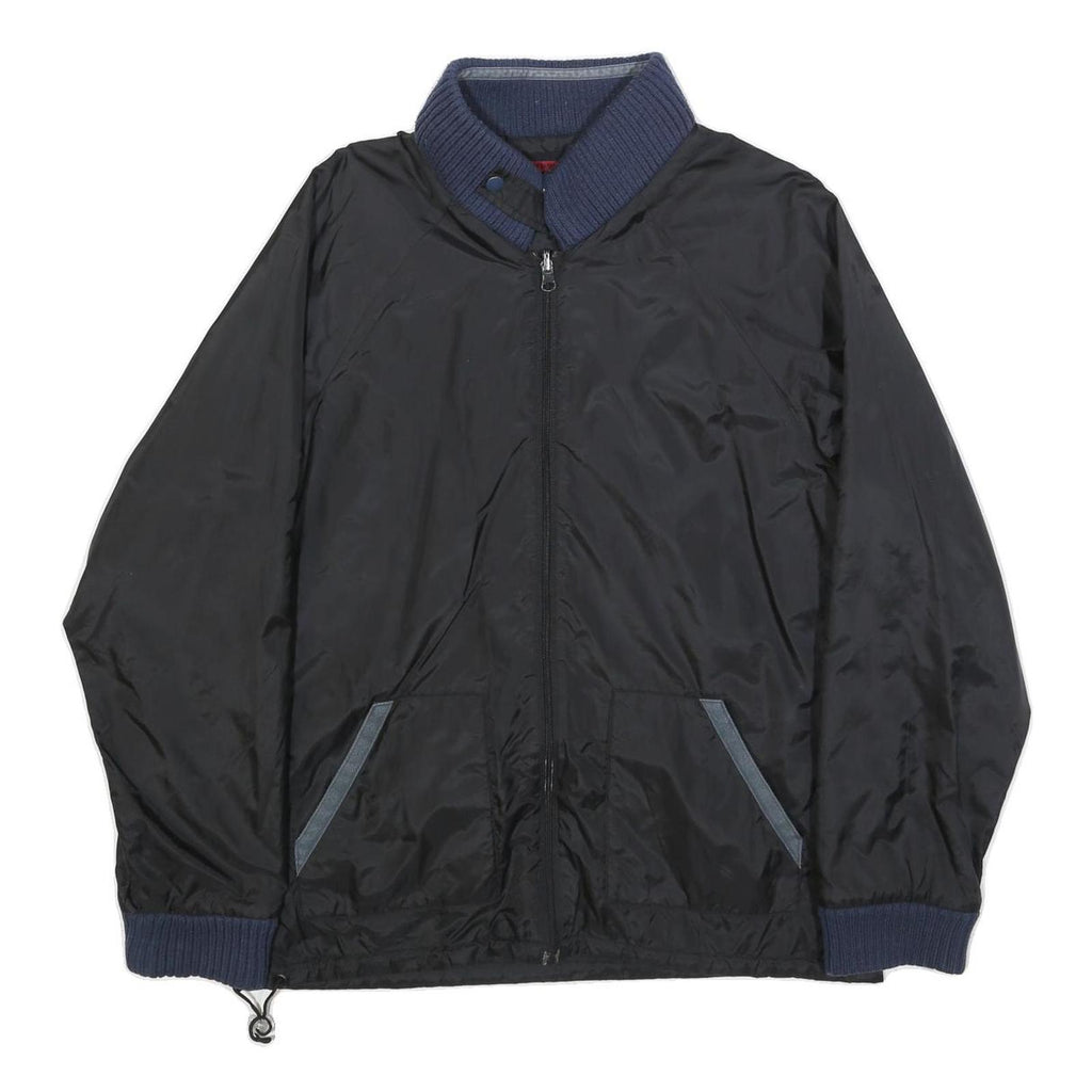 LEVI'S Mens Black & Navy Nevada State Jacket L Synthetic Plain Zip Casual