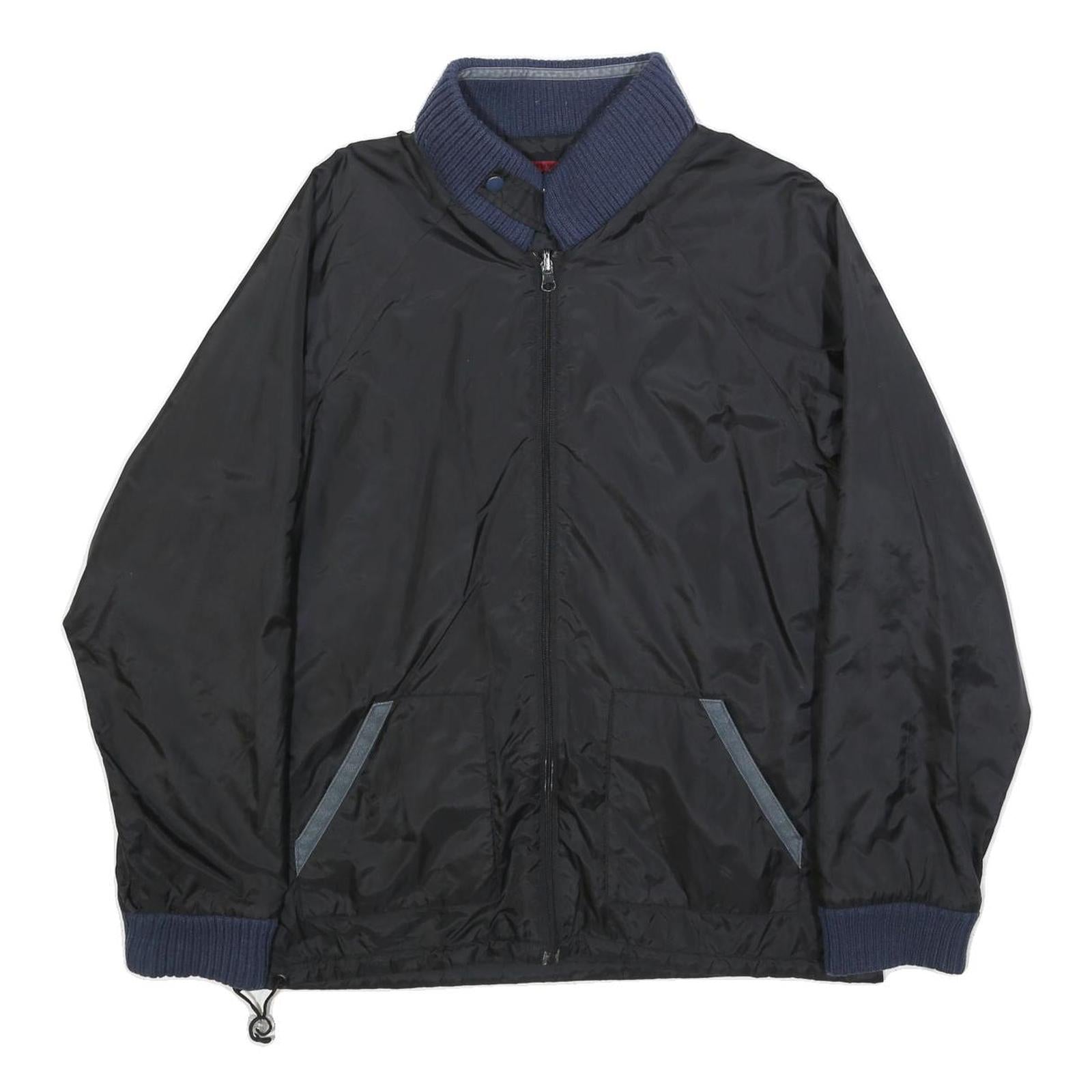 LEVI'S Mens Black & Navy Nevada State Jacket L Synthetic Plain Zip Casual