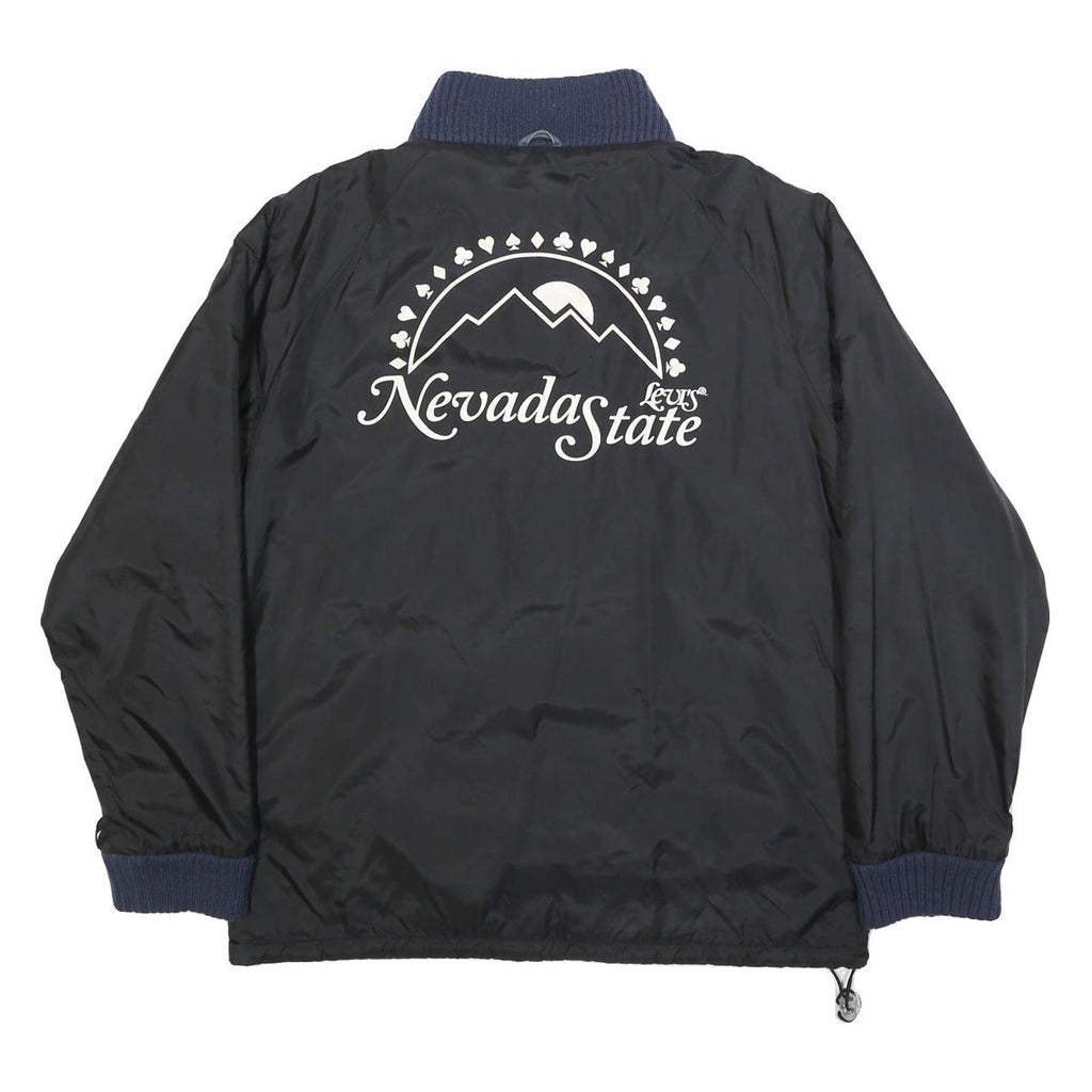 LEVI'S Mens Black & Navy Nevada State Jacket L Synthetic Plain Zip Casual
