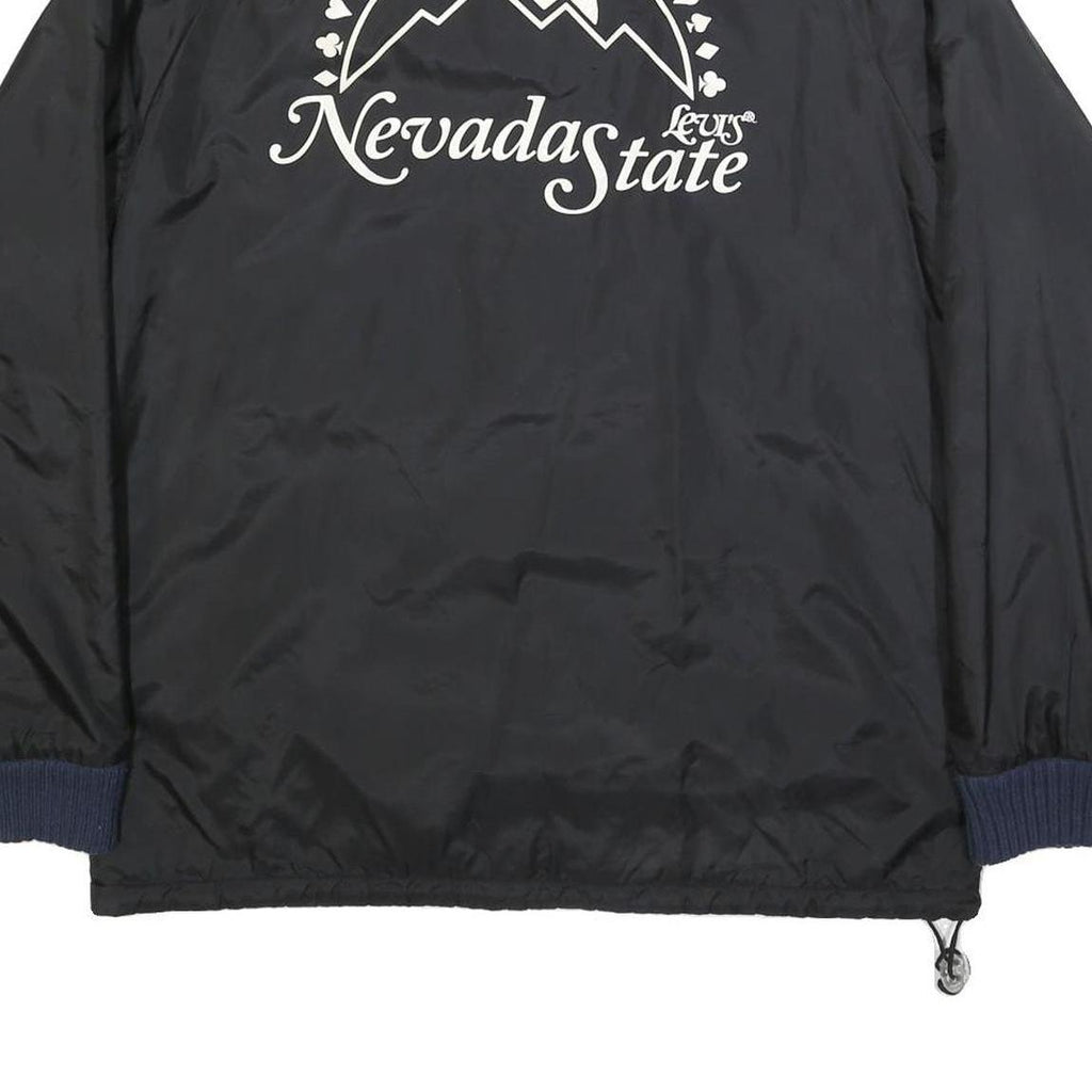 LEVI'S Mens Black & Navy Nevada State Jacket L Synthetic Plain Zip Casual