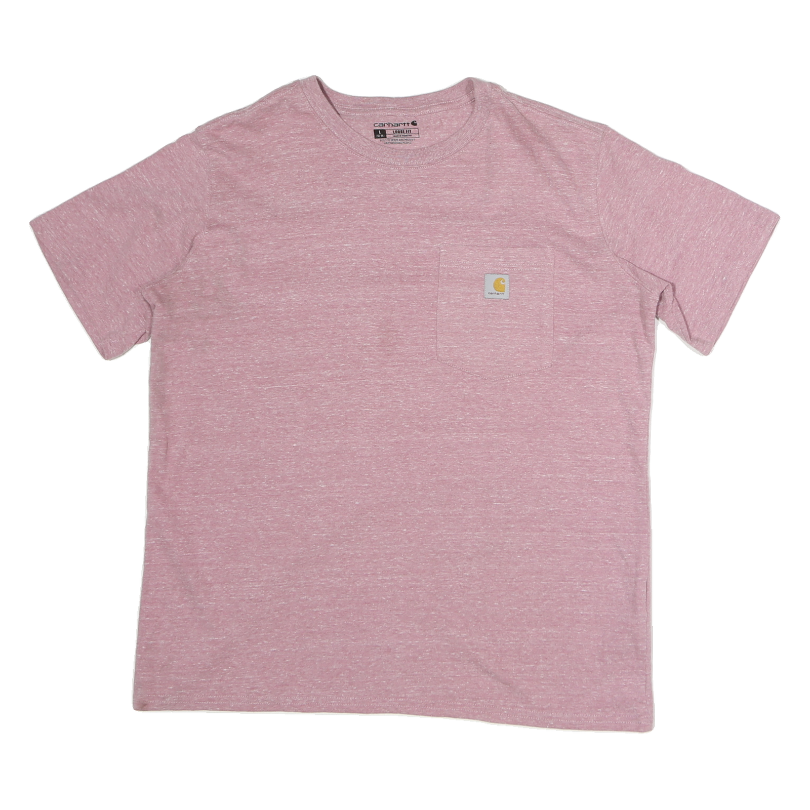 CARHARTT Womens Pink Heather Pocket T-Shirt L Short Sleeve Crew Neck Cotton