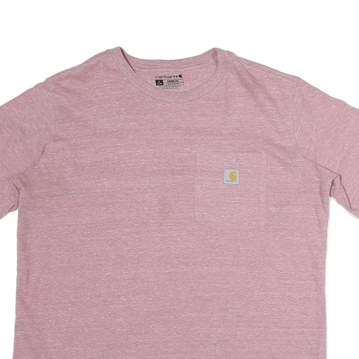 CARHARTT Womens Pink Heather Pocket T-Shirt L Short Sleeve Crew Neck Cotton