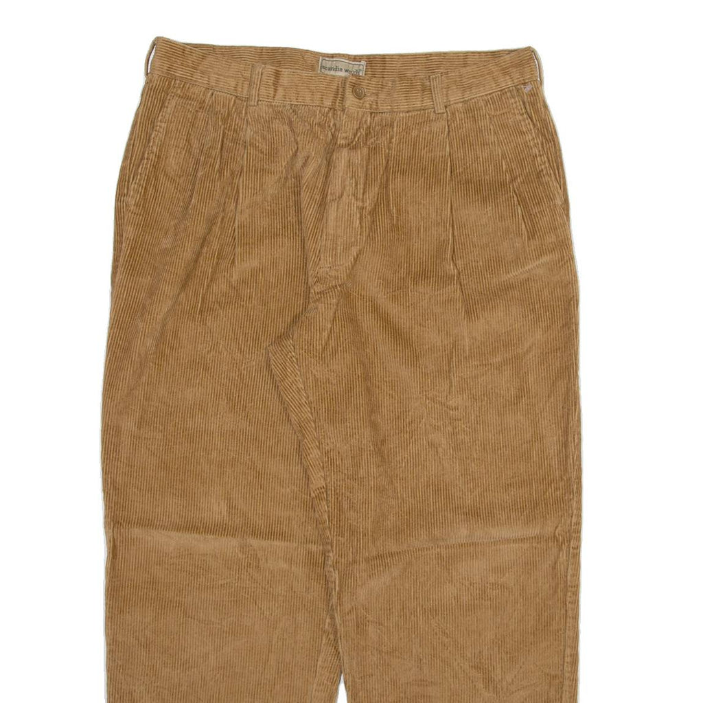 SCANDIA WOODS Mens Corduroy Trousers Beige Relaxed Straight W34 L28