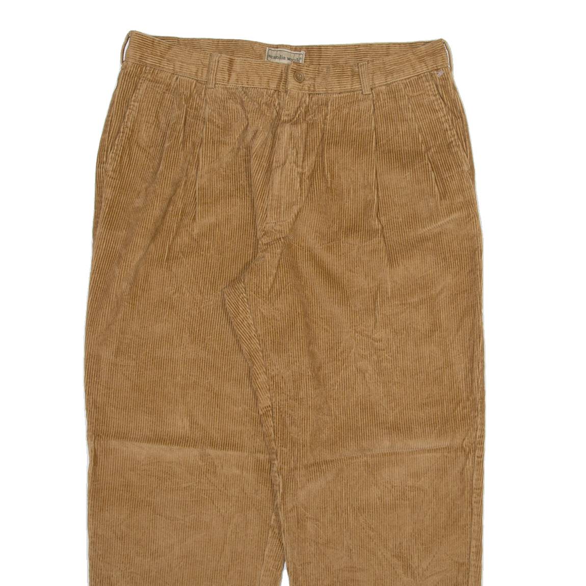 SCANDIA WOODS Mens Corduroy Trousers Beige Relaxed Straight W34 L28