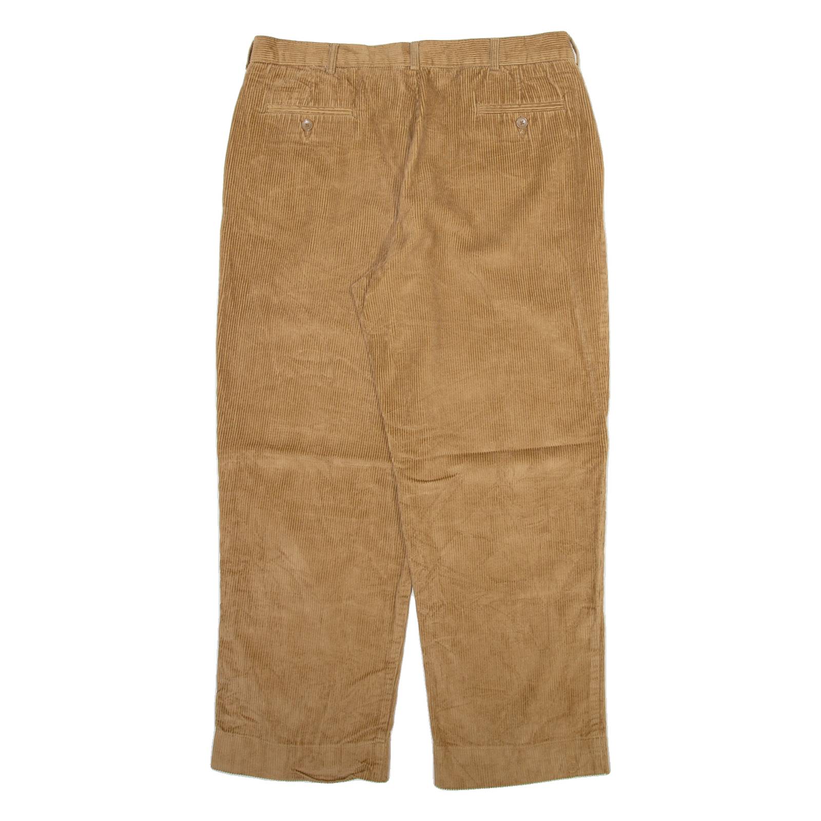 SCANDIA WOODS Mens Corduroy Trousers Beige Relaxed Straight W34 L28