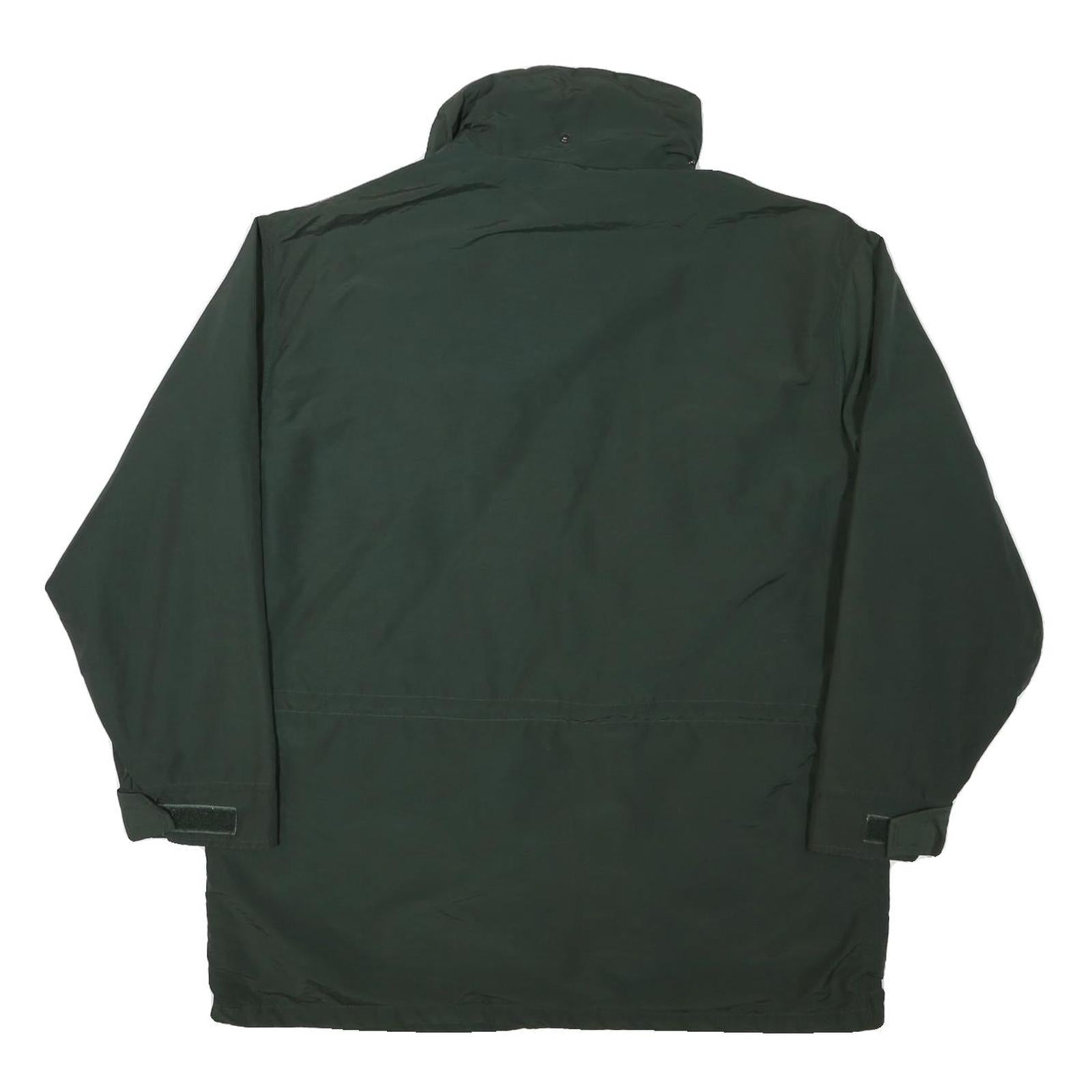 WOOLRICH Mens Green Jacket L Polyester Blend Zip Plain Outdoor Casual