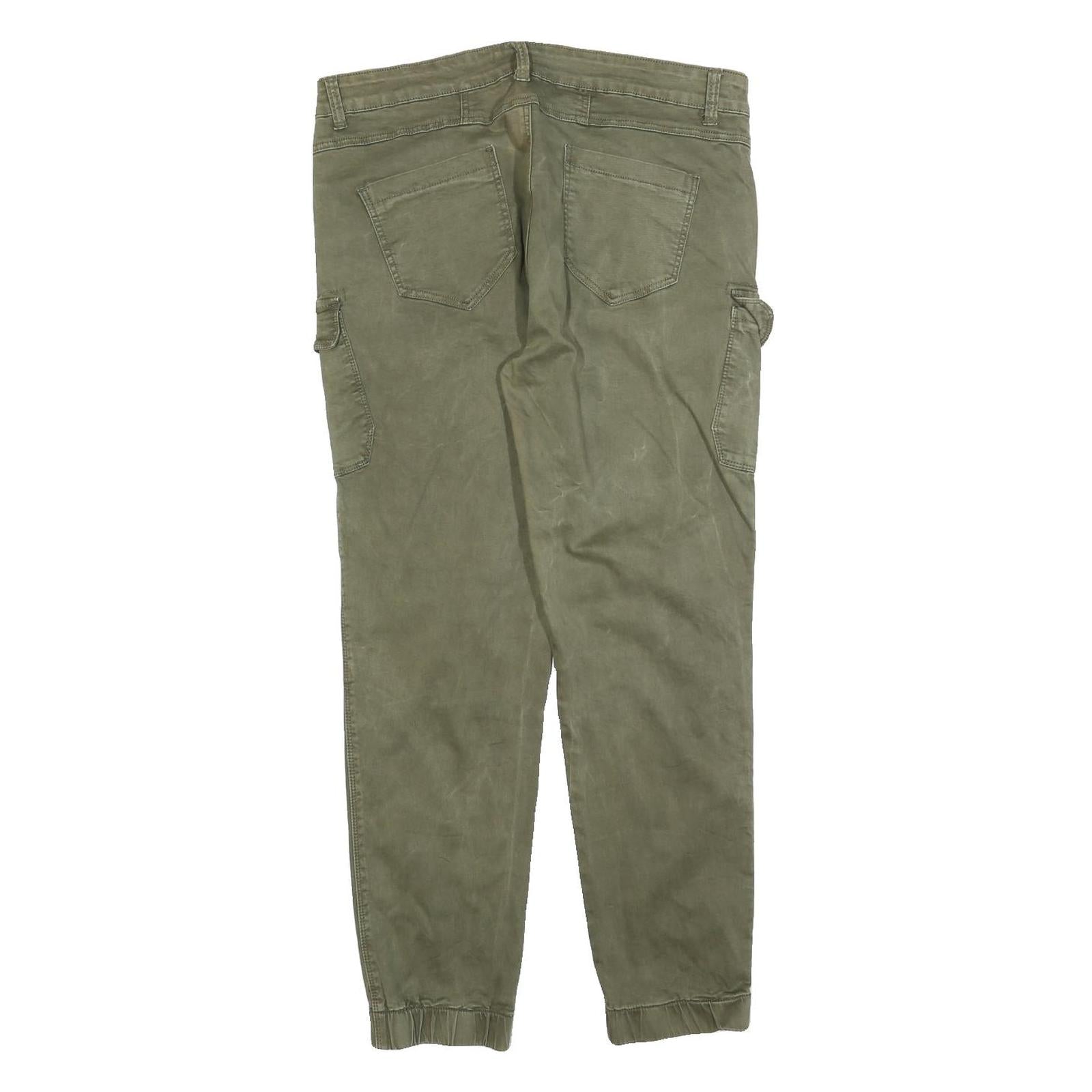 CHICOREE Womens Cotton Blend Olive Slim Cargo Trousers W34 L26 Casual Zip