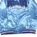 TORCHWORLD Mens Blue Satin Button Jacket L Plain Varsity Style Sportswear