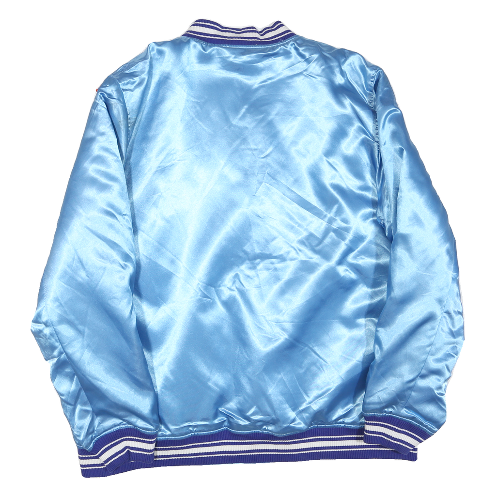 TORCHWORLD Mens Blue Satin Button Jacket L Plain Varsity Style Sportswear