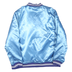 TORCHWORLD Mens Blue Satin Button Jacket L Plain Varsity Style Sportswear