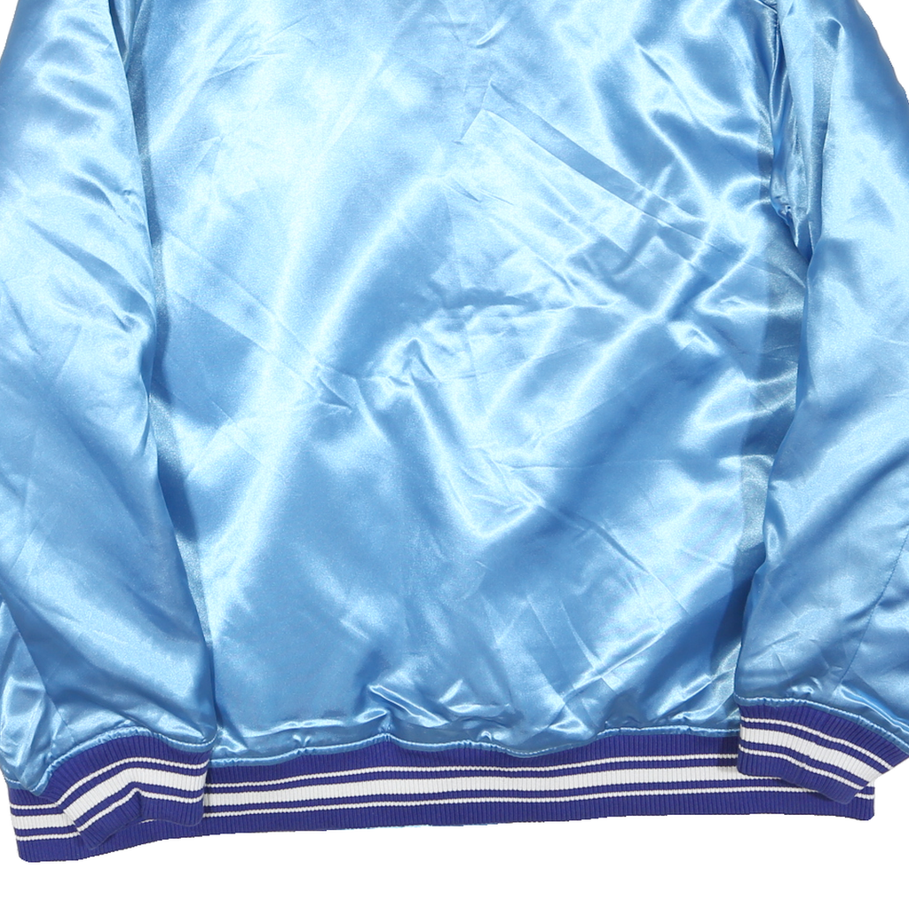 TORCHWORLD Mens Blue Satin Button Jacket L Plain Varsity Style Sportswear