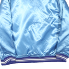 TORCHWORLD Mens Blue Satin Button Jacket L Plain Varsity Style Sportswear