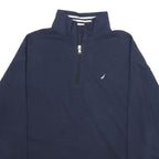NAUTICA Mens Navy Blue Quarter Zip Sweatshirt M Cotton Blend Pullover Casual