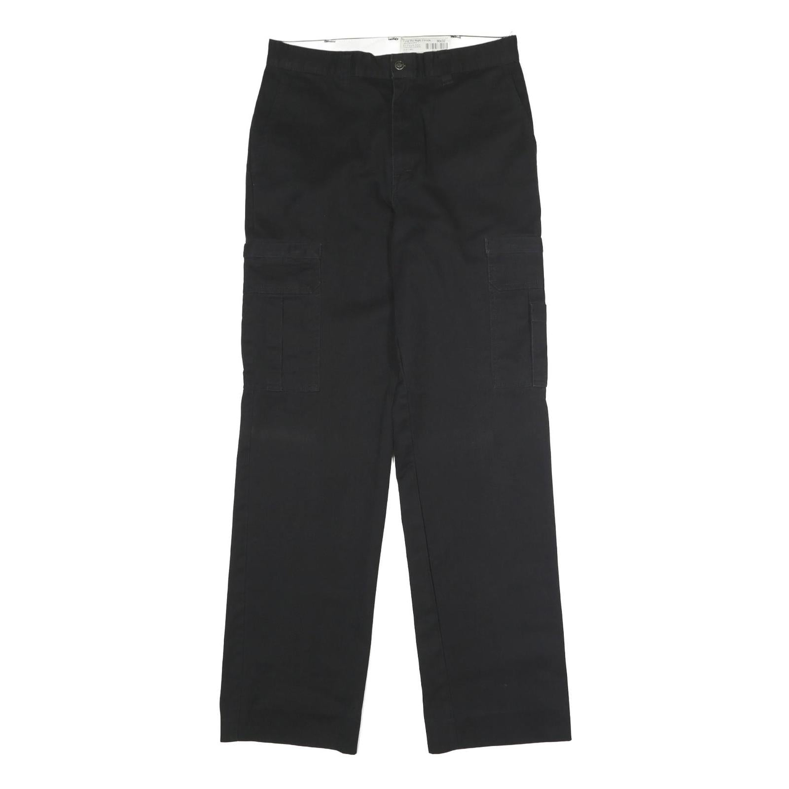 DICKIES Mens Black Regular Straight Polyester Blend Trousers W30 L32 Zip Closure