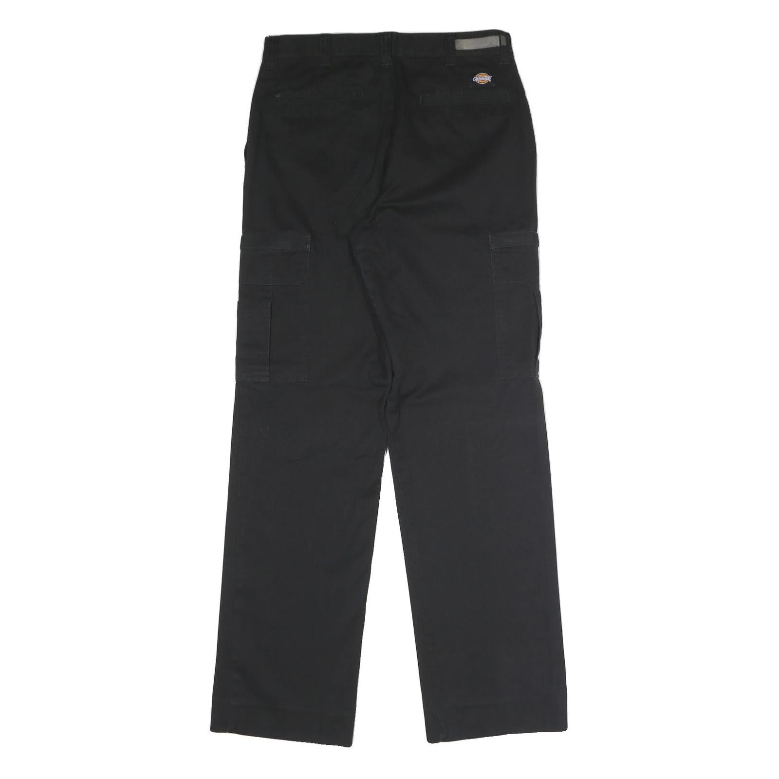 DICKIES Mens Black Regular Straight Polyester Blend Trousers W30 L32 Zip Closure